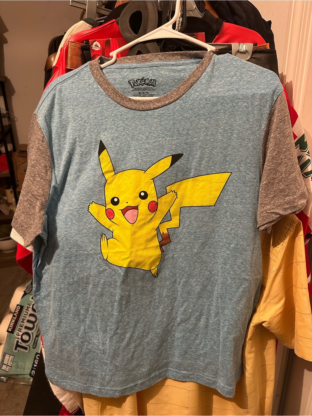 Adults Pikachu Blue Raglan Tee